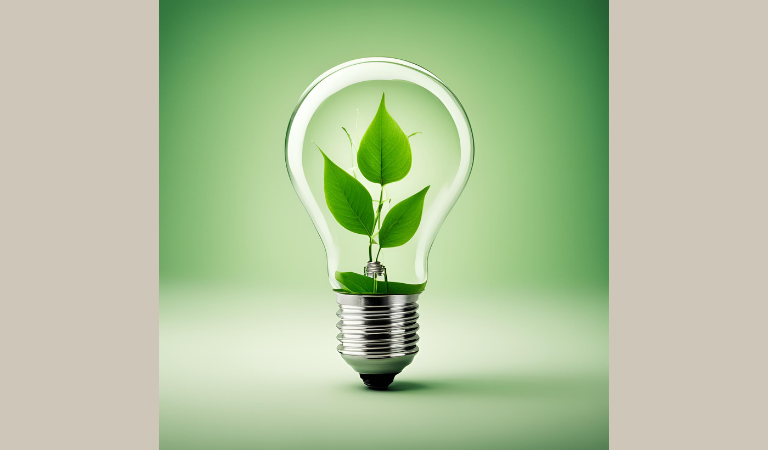 SCORE WP4: A light bulb containing a sprouting plant, set against a green background.